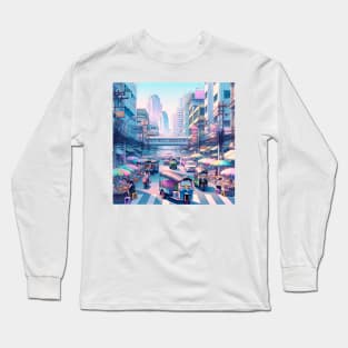 Bangkok Street Illustration Long Sleeve T-Shirt